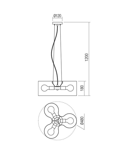 Suspensie FORMI, negru cu detalii cromate, 3xE27, Smarter 01-1990