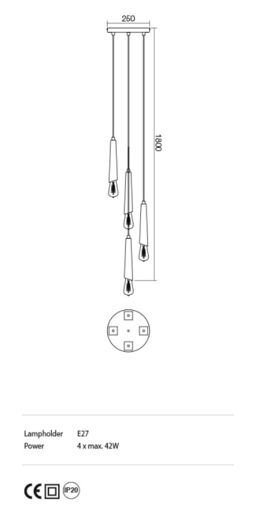 Suspensie GALEA, 4xE27, INCANTI  IGL PR4 06 12