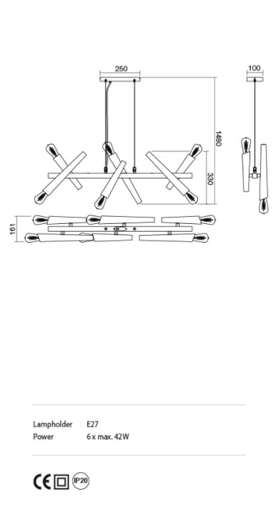 Suspensie GALEA, 6xE27, INCANTI  IGL P26 06 12