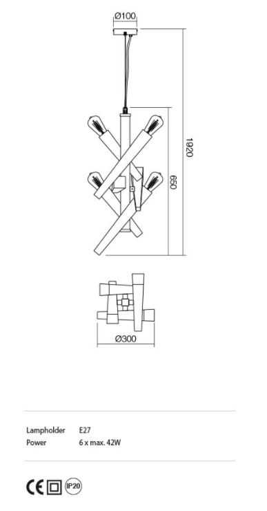 Suspensie GALEA, 6xE27, INCANTI  IGL P6 06 12