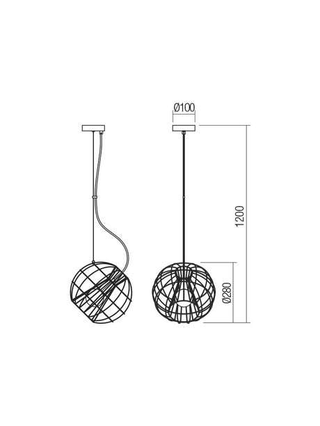 Suspensie GALLILEO, negru mat, 1XE27, Smarter 01-2174