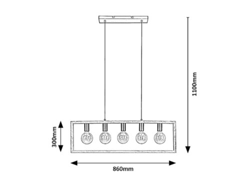 Suspensie Indigo, negru, 5xE27 , Rabalux 2294