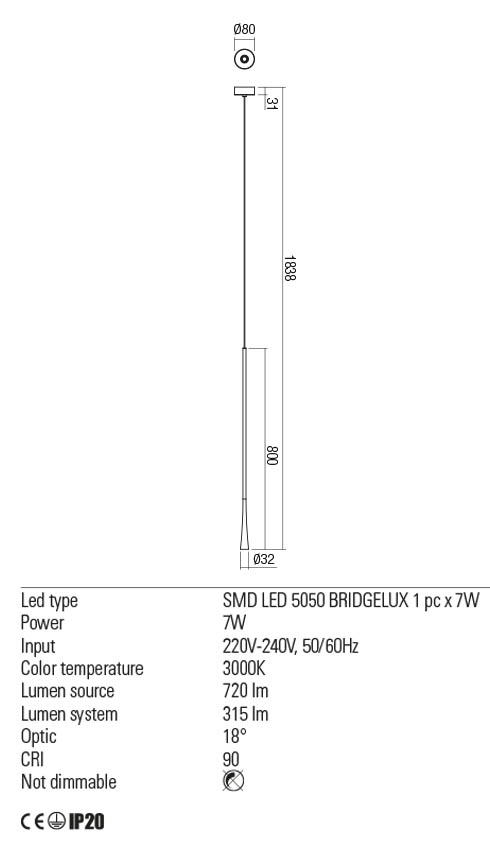 Suspensie ITO, auriu roz, LED 6W, 3000K, 630 lm, Redo 01-2356