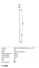 Suspensie ITO, maro mat, LED 6W, 3000K, 630 lm, Redo 01-1757