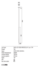 Suspensie ITO, maro mat, LED 6W, 3000K, 630 lm, Redo 01-1760