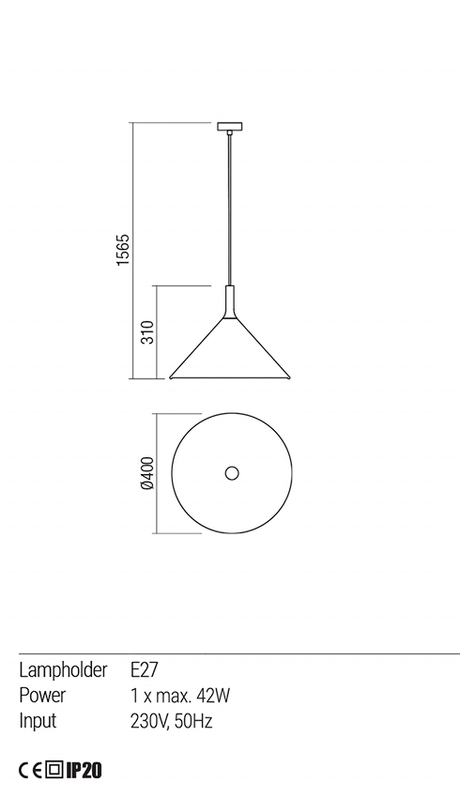 Suspensie JAAP, E27, 1 x  42W, Redo 01-1608