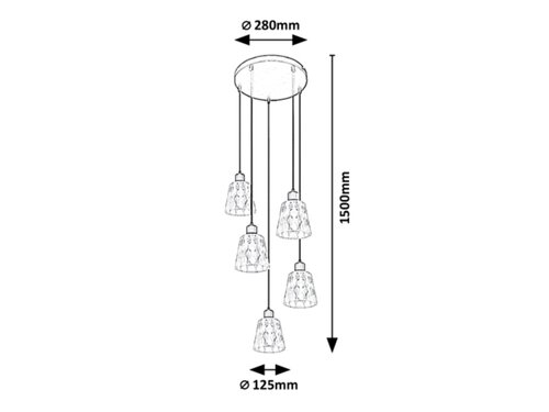 Suspensie Jarina, negru, 5xE27, Rabalux 5334