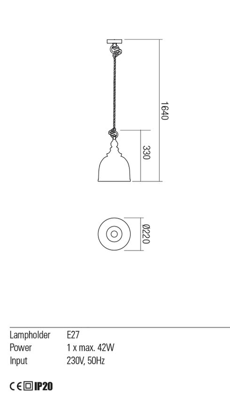 Suspensie KASHI, champagne, E27, 1 x  42W, Redo 01-2116