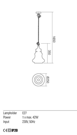 Suspensie KASHI, champagne, E27, 1 x  42W, Redo 01-2117