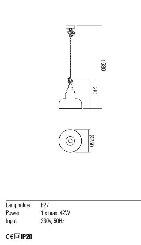 Suspensie KASHI, champagne, E27, 1 x  42W, Redo 01-2118