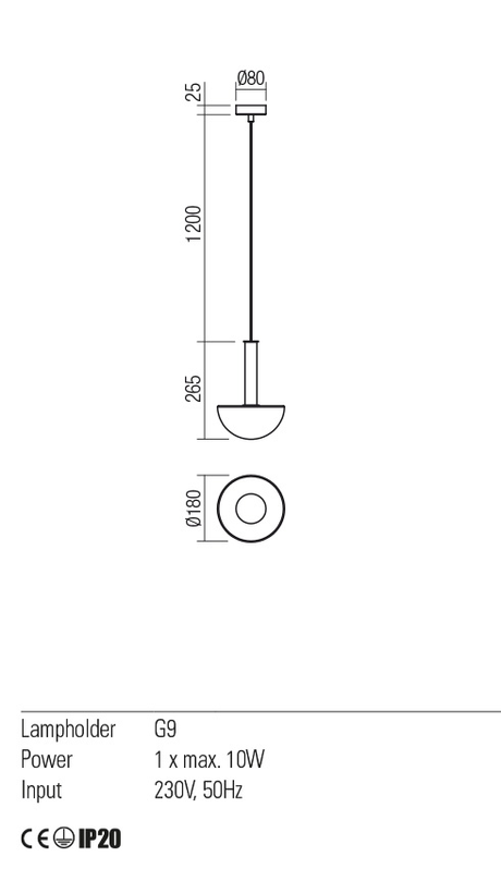 Suspensie LUMIEN, auriu mat/opal, G9, 1 x 10W, Redo 01-2475