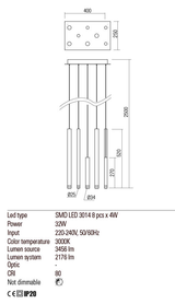 Suspensie MADISON, anodizat auriu mat, LED 32W, 3000K, 3639 lm, Redo 01-2046