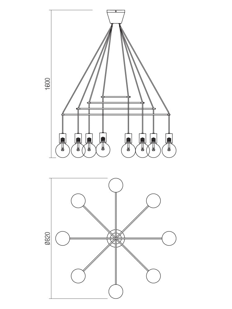 Suspensie MIKADO, alb mat, 8XE27, Smarter 01-1564