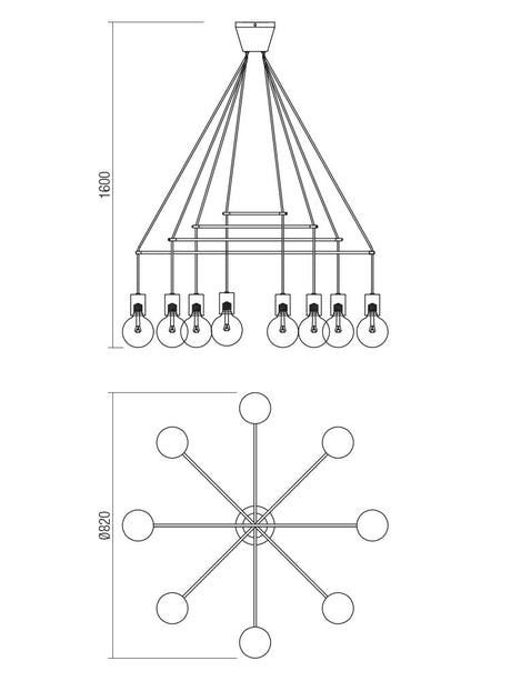 Suspensie MIKADO, alb mat, 8XE27, Smarter 01-1564