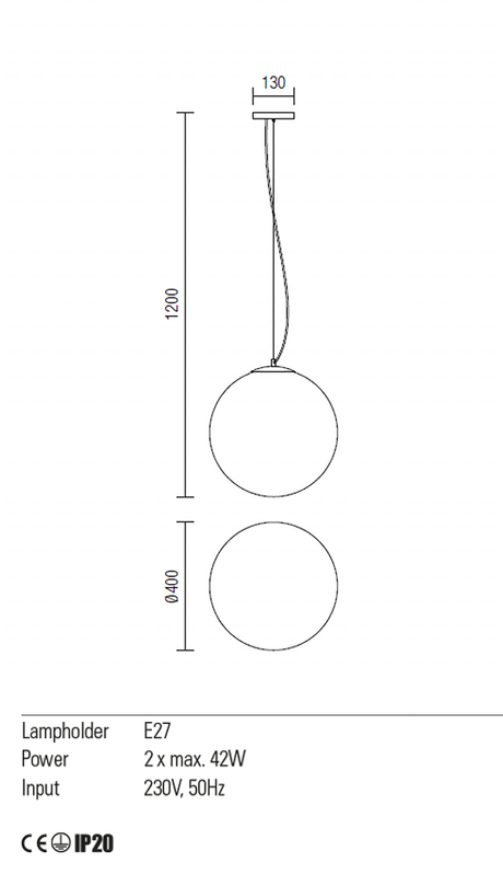 Suspensie OLA, E27, 2 x  42W, Redo 01-1066