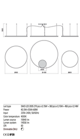 Suspensie ORBIT, bronz, LED 40, 5W + 55W + 68W, 4000K, 22181 lm, Redo 01-1925-DALI