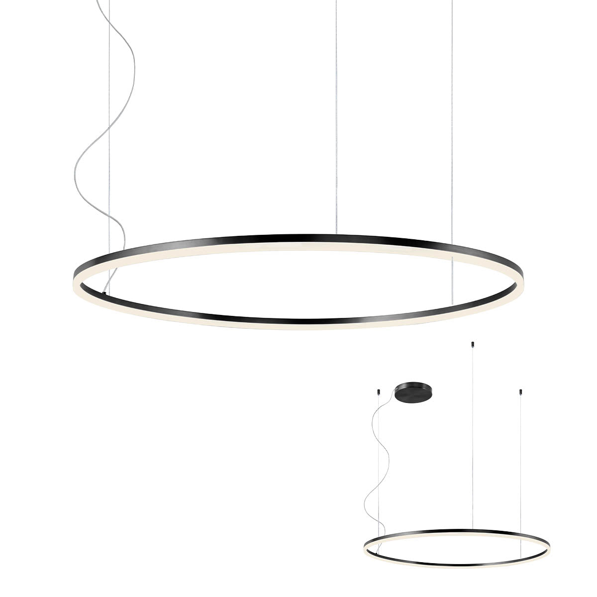 Suspensie ORBIT, negru mat, LED 68W, 3000K, 8741 lm, Redo 01-1950-DALI