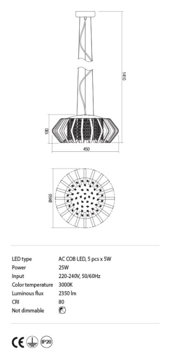 Suspensie RENEE, LED, INCANTI  IRN P5 110