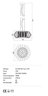 Suspensie RENEE, LED, INCANTI  IRN P5 110