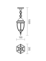 Lustra suspendata exterior SEVILLA, negru mat cu patina aurie, 1XE27, Smarter 9607