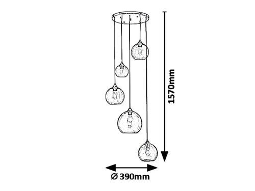 Suspensie Tanesha, negru, 5xE27, Rabalux 6440