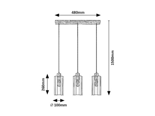 Suspensie Tanno, stejar, 3xE27, Rabalux 72123