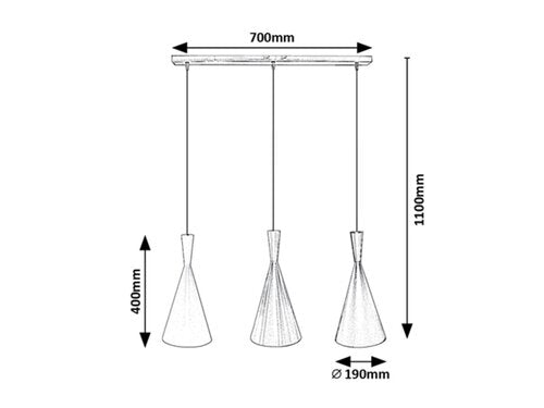 Suspensie Trincola, negru, 3xE27, Rabalux 5312