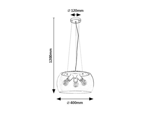 Suspensie Ursula, negru, 3xE27, Rabalux 3190