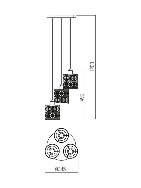 Suspensie VANILLA, negru mat, 3xE27, Smarter 01-1172