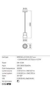 Suspensie YONA, auriu mat, LED 5W +5, 5W, 3000K, COB 567 lm + SMD 607 lm, Redo 01-2702