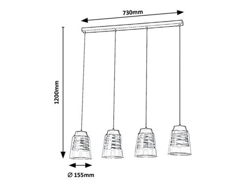 Suspensie Zenaida, negru mat, 4xE27, Rabalux 3544