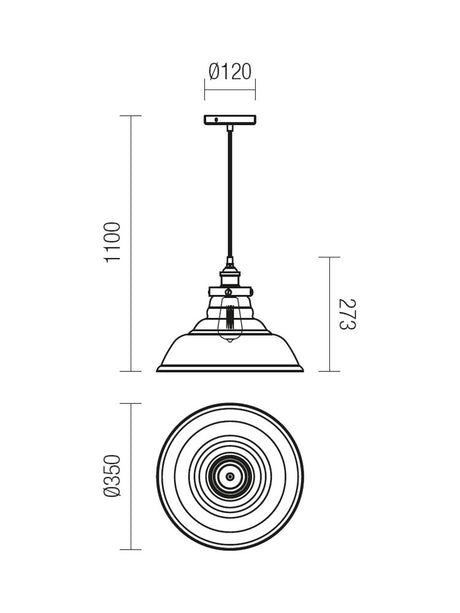 Suspensie SAVILLE, negru mat cu detalii bronz antichizat, 1XE27, Smarter 01-1003