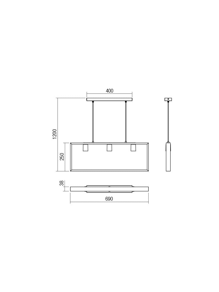 Suspensie TIMBER, negru mat si lemn de fag natur, 3xE27, Smarter 01-1665