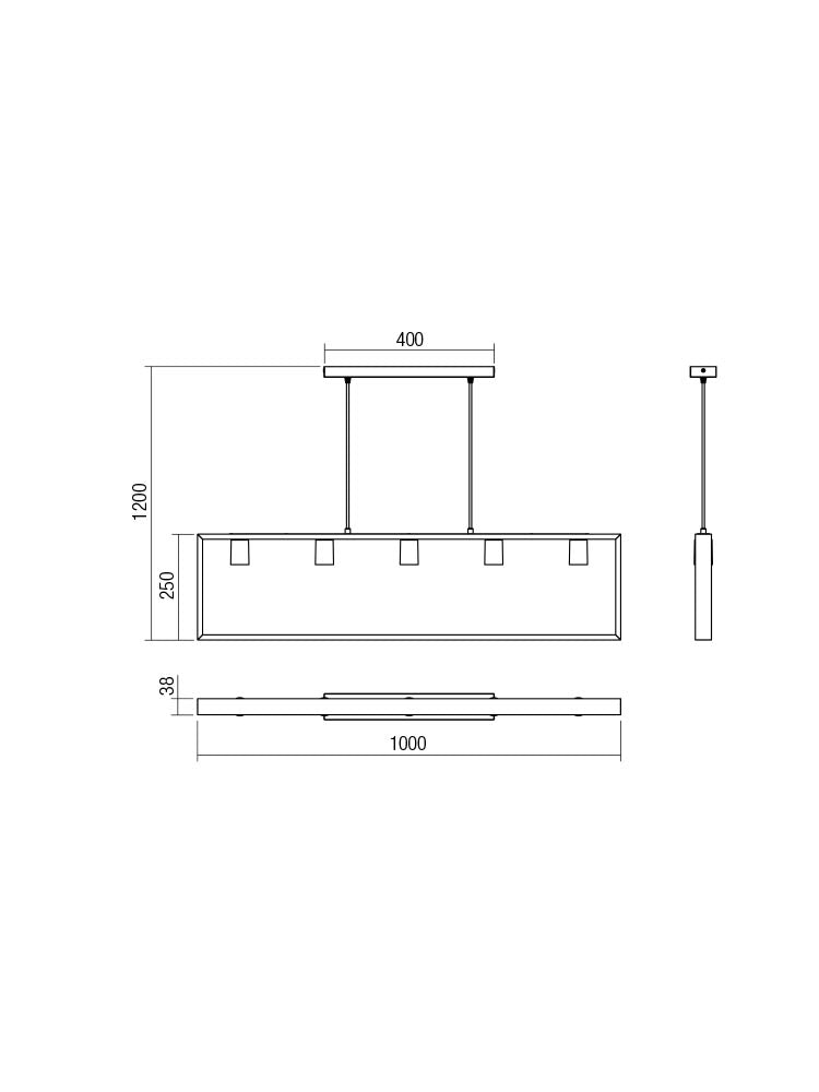 Suspensie TIMBER, negru mat si lemn de fag natur, 5XE27, Smarter 01-1666