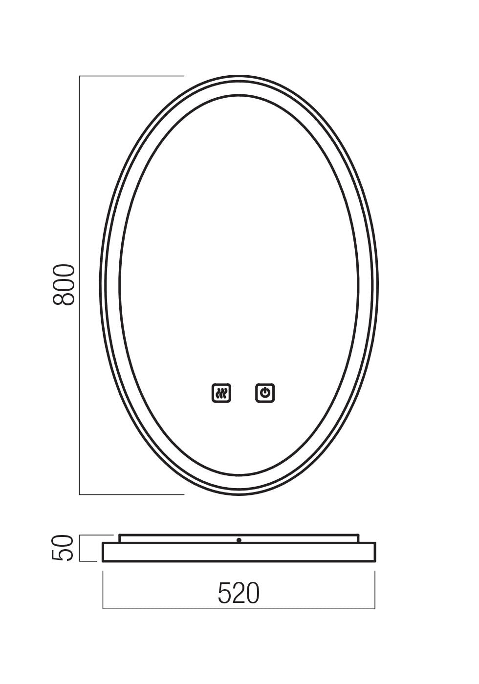 Oglinda LED Vanity, negru mat, 36W, 2972lm, 3000K/4000K/6000K, H.80cm, IP44, Redo, 01-3823