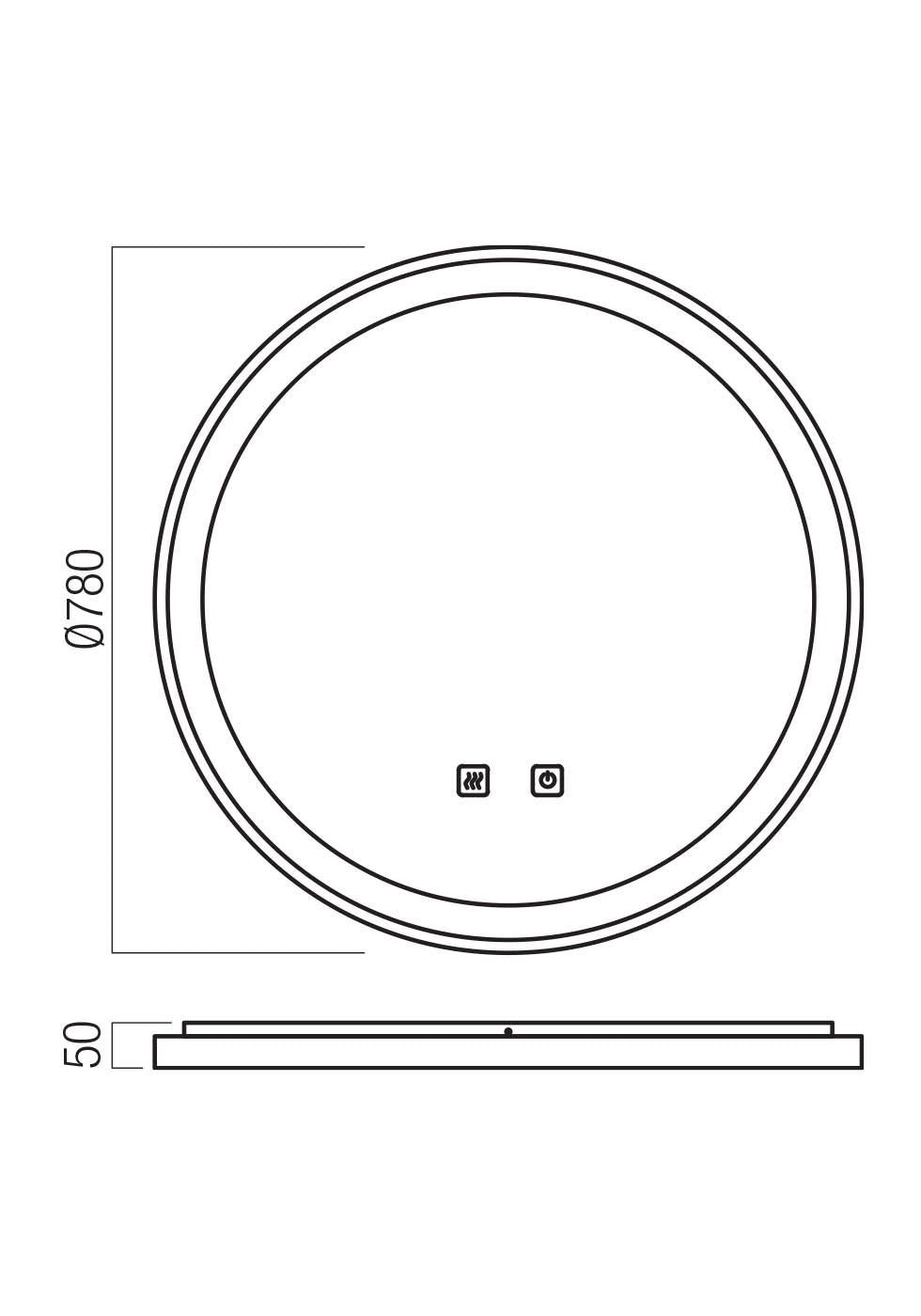 Oglinda LED Vanity, negru mat, 48W, 3752lm, 3000K/4000K/6000K, D.78cm, IP44, Redo, 01-3826
