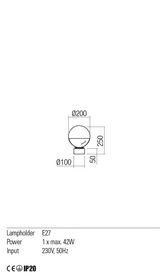 Veioza BERRY, crom / fumuriu degrade, E27, 1 x  42W, Redo 01-2281