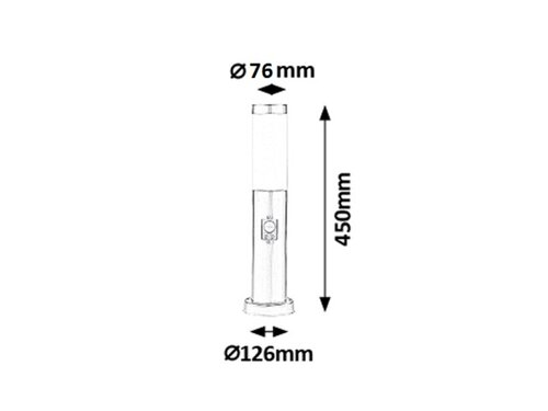 Stalp exterior Inox torch, crom satin, E27 1x 25W, Rabalux 8267