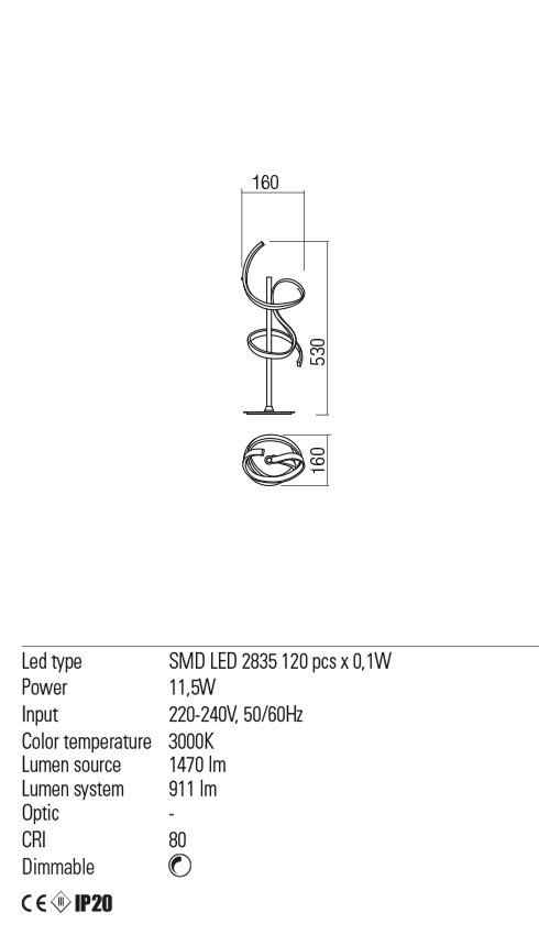 Veioza GODART, alb mat, LED 11, 5W, 3000K, 1470 lm, Redo 01-2106