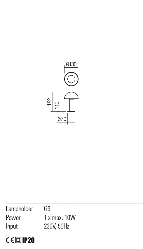 Veioza LUMIEN, auriu mat/opal, G9, 1 x 10W, Redo 01-2477