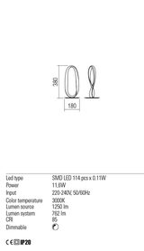 Veioza NUBO, alb mat, LED 11, 6W, 3000K, 1250 lm, Redo 01-1418