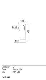 Veioza TALIS, negru, E14, 1 x 28W, Redo 01-2650