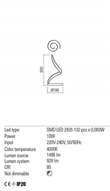 Veioza TORSION, LED 10W, 4000K, 1496 lm, Redo 01-1898