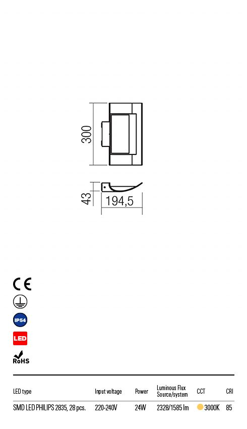 Aplica exterior VELA - Art.9112