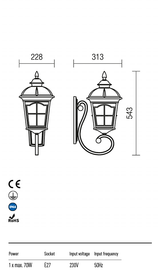 Aplica exterior YORK, negru antic cu patina maro, IP44, Redo 9646