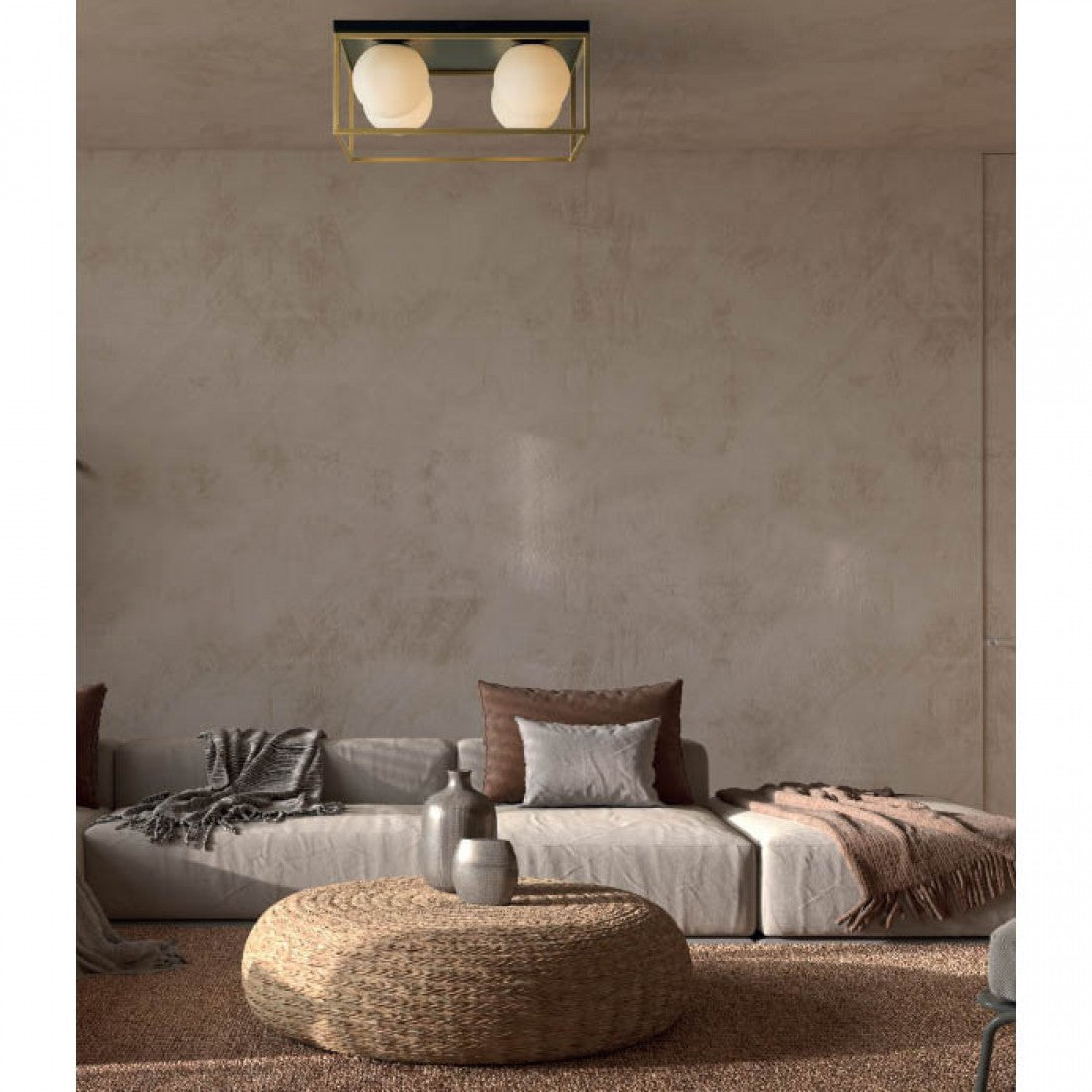 Plafoniera Zodiac, negru/alama, sticla, 4xE14, L.45cm, IP20, Smarter, 01-3055